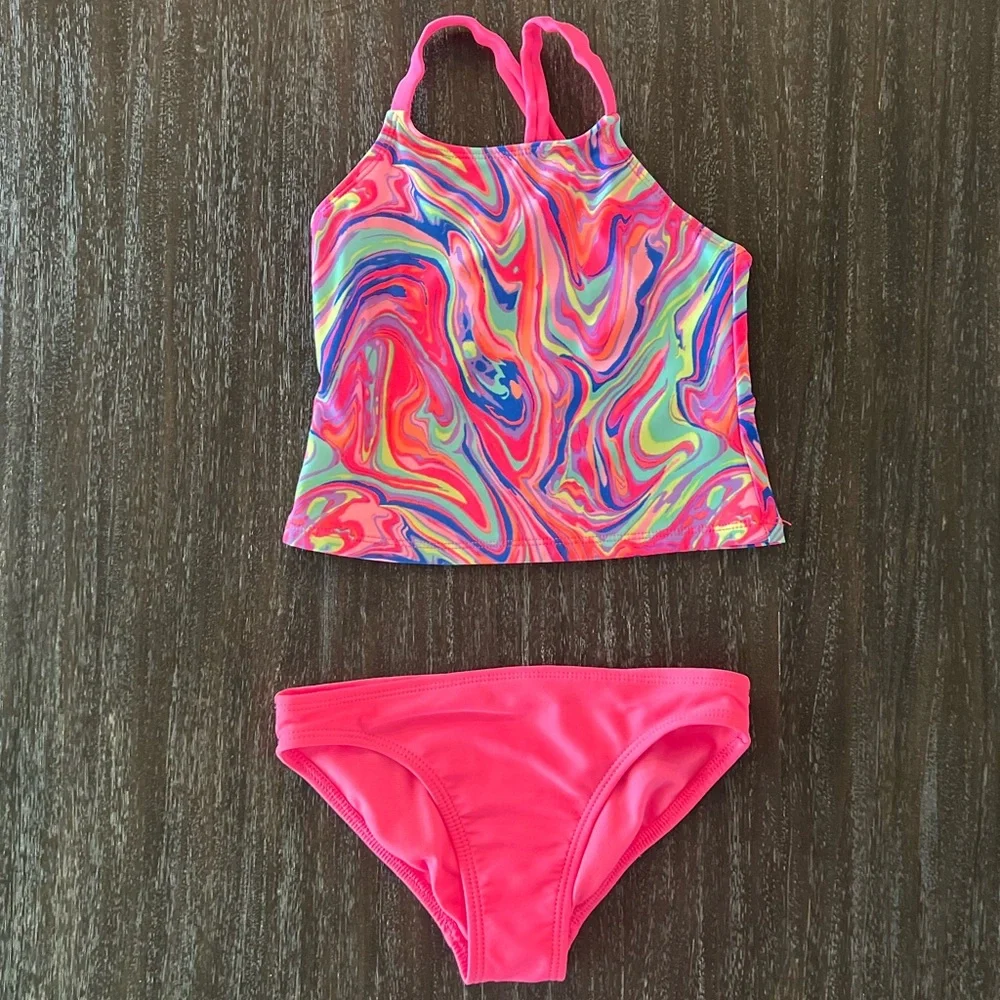 Wonder Nation Colorful Girls 2 Piece Swim Suit XS 4/5